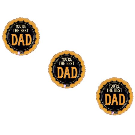 LOONBALLOON LOONBALLON Father's Day Theme Balloon Set, 3x Standard Best Dad Gold & Black Balloon 87110